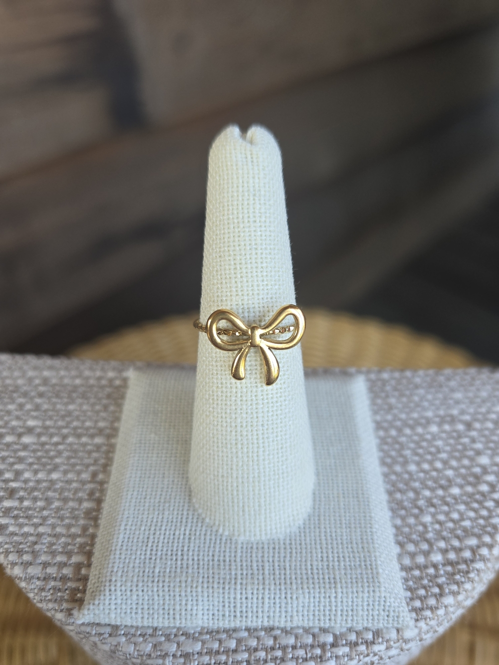 NWOT 18K PVD Gold Bow Ring Adjustable Multi Size 5 6 7 8 9 10